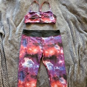Cosmic Universe Capri athleisure leggings and bra set